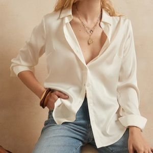 Banana Republic Factory Satin Shirt in Snow Day.  Size XL. Brand new!